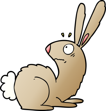 Bir insan tarafından çizilmiş ürkmüş tavşan çizgi filmi.