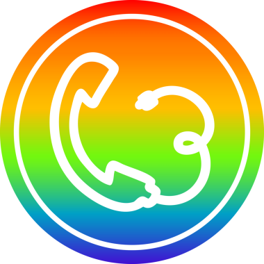 telefon ahizesi dairesel simgesi gökkuşağı gradyan bir insan tarafından çizilmiş