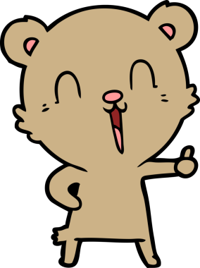 Bir insan tarafından çizilmiş mutlu bir çizgi film ayısı.