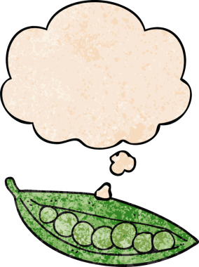 Bir insan tarafından çizilmiş grunge desenli düşünce baloncuğu olan bezelyeler.