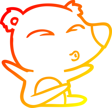 Bir insan tarafından çizilen çizgi film ıslık çalan ayının sıcak çizgi çizimi