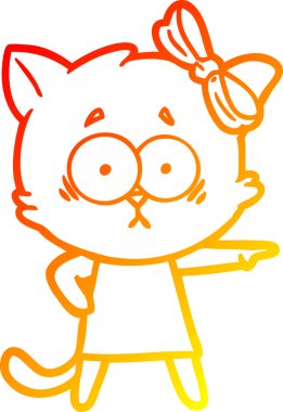 Bir insan tarafından çizilmiş çizgi film kedisinin sıcak çizgi çizimi