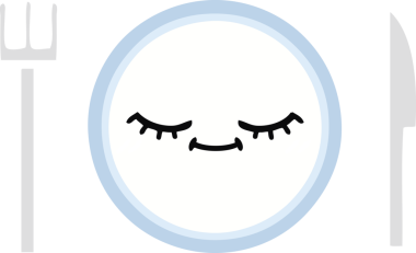 Bir insan tarafından çizilmiş yemek tabağının düz renkli retro karikatürü