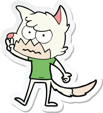 Bir insan tarafından çizilmiş, kızgın tilki çıkartması.