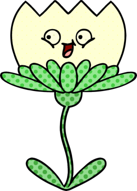 Bir insan tarafından çizilmiş bir çiçeğin karikatürü.