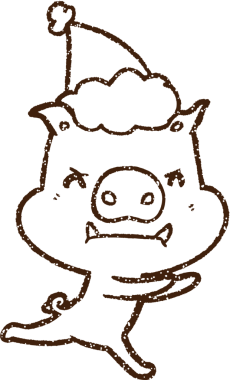 Noel Domuz Kömürü Bir insan tarafından çizilmiş