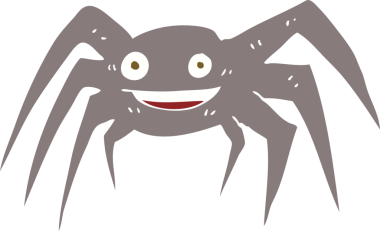 Bir insan tarafından çizilen mutlu örümceğin düz renk çizimi