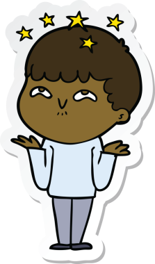 Bir insan tarafından çizilmiş bir karikatür çıkartması.