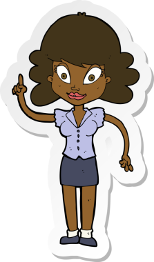 Bir insan tarafından çizilmiş, mutlu bir kadının çıkartması.