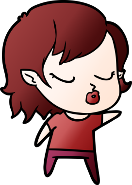 Bir insan tarafından çizilmiş şirin vampir kız çizgi filmi.