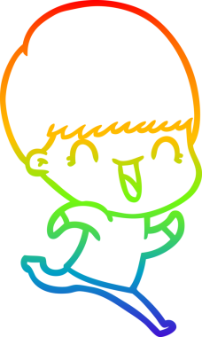 gökkuşağı gradyanı çizimi bir insan tarafından çizilmiş mutlu bir çizgi film çocuğu