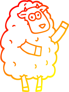 Bir insan tarafından çizilmiş bir koyunun sıcak çizgi çizimi