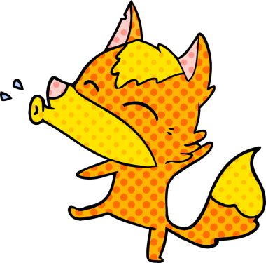 Bir insan tarafından çizilmiş tilki çizgi film karakteri