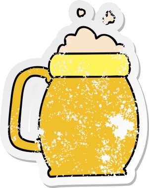 Bir insan tarafından çizilmiş garip bir el çizimi bira etiketi.