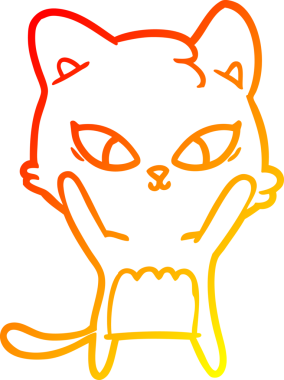 Bir insan tarafından çizilmiş sevimli bir çizgi film kedisinin sıcak çizgi çizgisi.