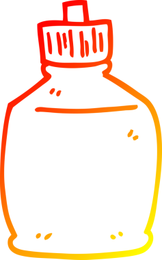 Bir insan tarafından çizilmiş bir çizgi film şişesi çizimi.