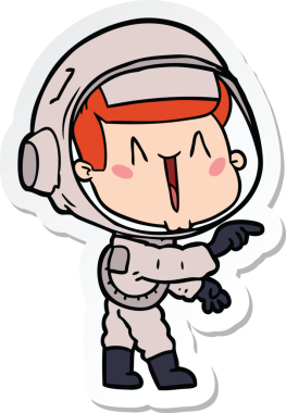 Bir insan tarafından çizilmiş mutlu bir astronotun çıkartması.