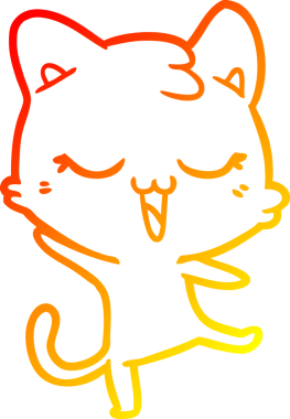 Bir insan tarafından çizilmiş çizgi film kedisinin sıcak çizgi çizimi