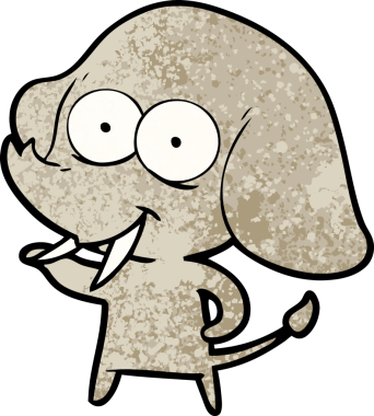 Bir insan tarafından çizilmiş mutlu bir fil.