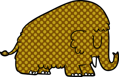 Bir insan tarafından çizilmiş mamut çizgi filmi.