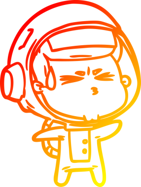 Bir çizgi film karakteri, bir insan tarafından çizilmiş astronot çizimi.