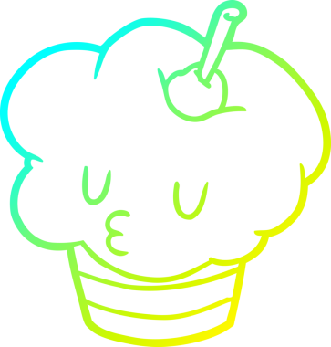 Bir insanın çizdiği komik bir kekin soğuk gradyan çizgisi.