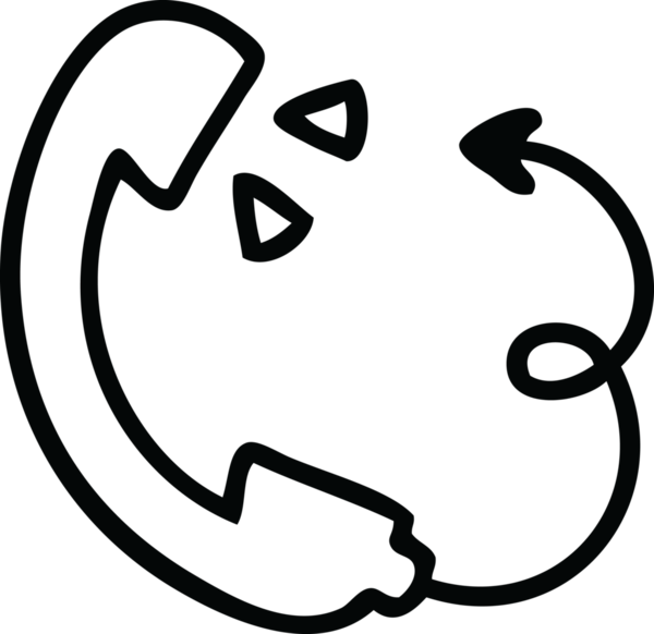 Bir insan tarafından çizilmiş bir telefon alıcısının çizgi çizimi