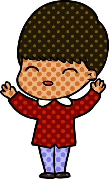 Bir insan tarafından çizilmiş mutlu çizgi film çocuğu.