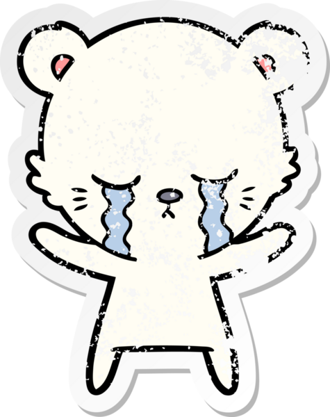 Ağlayan bir karikatür kutup ayısının insan tarafından çizilmiş sıkıntılı çıkartması.