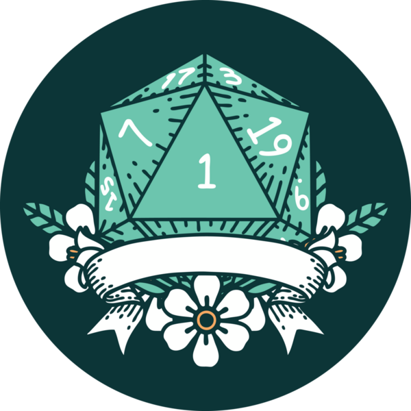 Bir insan tarafından çizilen bir d20 zar atma ikonu