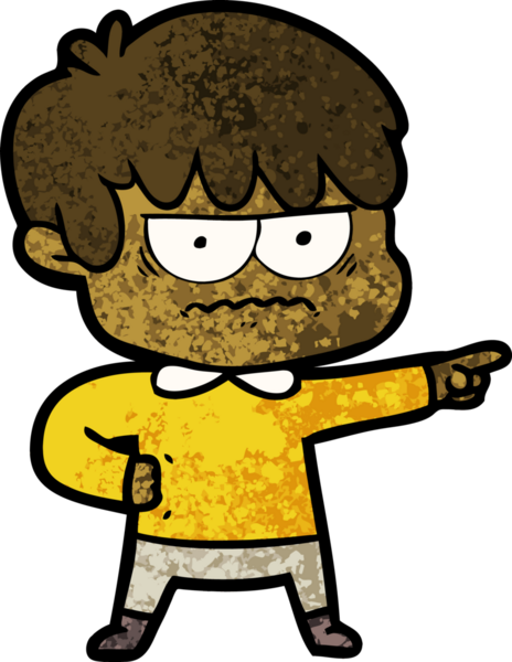 Bir insan tarafından çizilmiş sinirli çizgi film çocuğu.