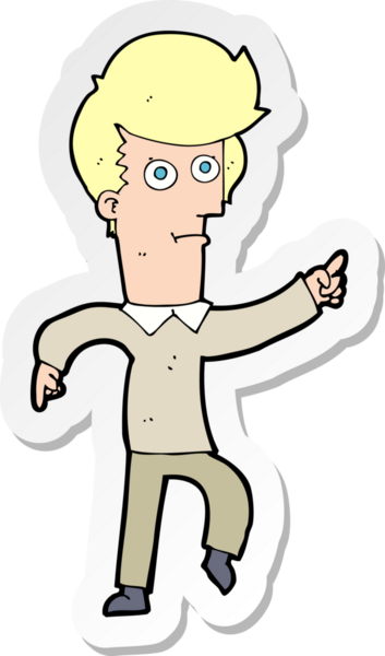 Bir insan tarafından çizilmiş bir karikatür adamın çıkartması.