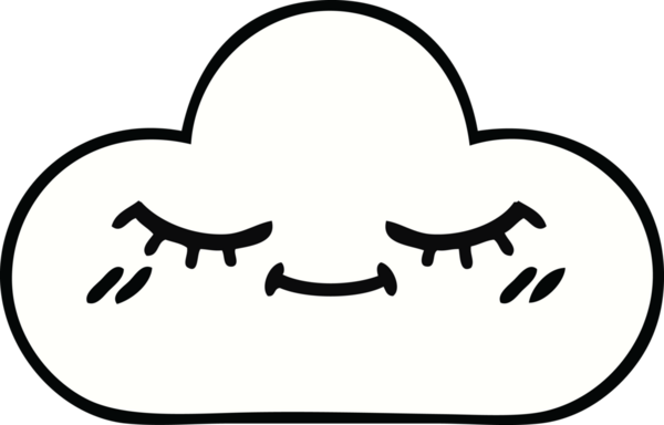 Bir insan tarafından çizilmiş beyaz bir bulutun sevimli karikatürü.
