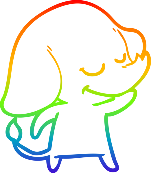 Bir insan tarafından çizilmiş gülümseyen bir filin çizgi çizimi.