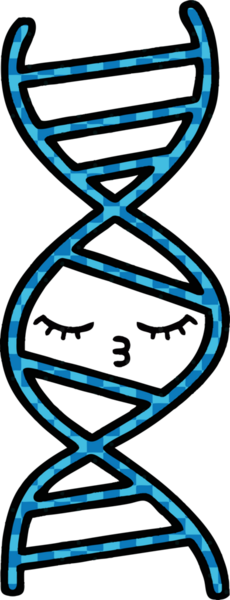 Bir insan tarafından çizilmiş bir DNA ipliğinin çizgi romanı.