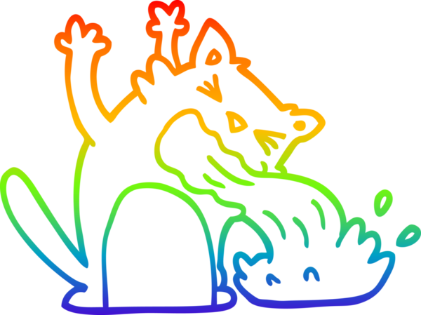 Bir insan tarafından çizilmiş hasta bir kedinin çizdiği gökkuşağı gradyanı çizimi