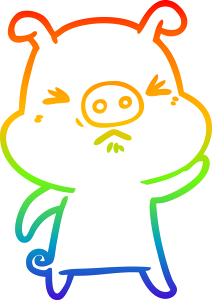 Gökkuşağı gradyan çizgi çizimi Bir insan tarafından çizilmiş huysuz domuz