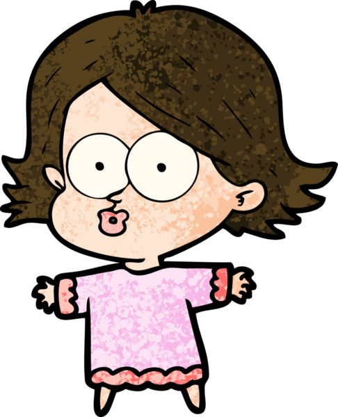 Çizgi film kızı somurtuyor bir insan tarafından