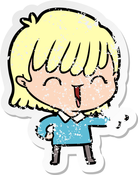 Bir insan tarafından çizilmiş karikatür bir kadının sıkıntılı çıkartması.