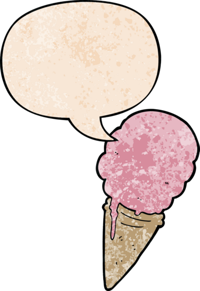 Bir insan tarafından çizilmiş eski moda konuşma baloncuklu çizgi film dondurması.