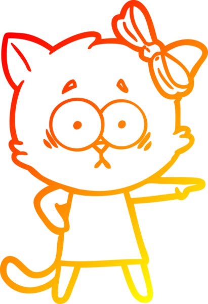 Bir insan tarafından çizilmiş çizgi film kedisinin sıcak çizgi çizimi