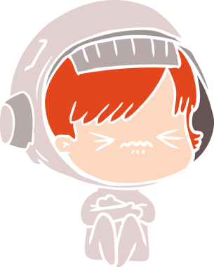 kızgın düz renkli çizgi film kızı bir insan tarafından çizilmiş.