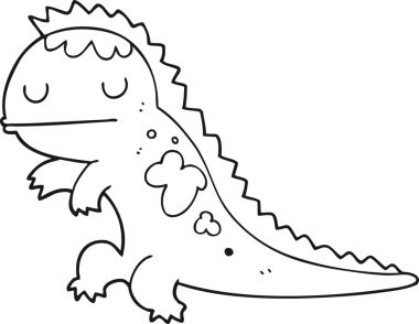 Bir insan tarafından çizilmiş karikatür dinozor.