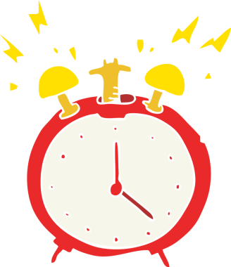 Bir insan tarafından çizilmiş çalar saatin düz renk çizimi