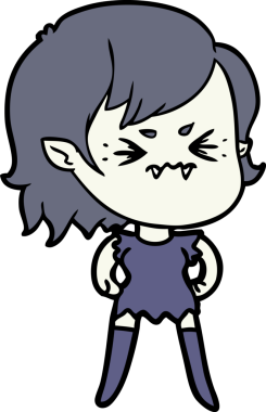 Bir insan tarafından çizilmiş kızgın vampir kız.