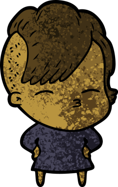 Bir insan tarafından çizilmiş şaşı çizgi film kızı.