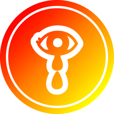 Ağlayan göz yuvarlak simgesi ve bir insan tarafından çizilen sıcak gradyan bitiş.