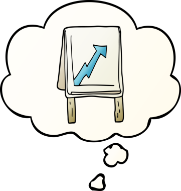 Düşünce baloncuklu oklu karikatür çizelgesi bir insan tarafından çizildi.