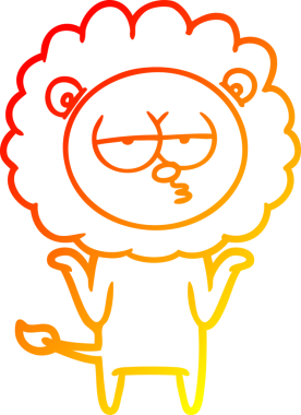 Bir insan tarafından çizilen ve canı sıkılan bir aslanın sıcak çizgi çizimi