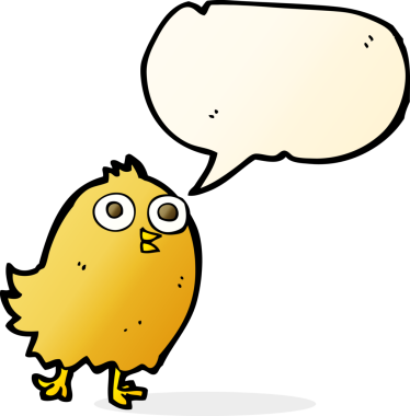 bir insan tarafından çizilmiş konuşma balonlu mutlu kuş.